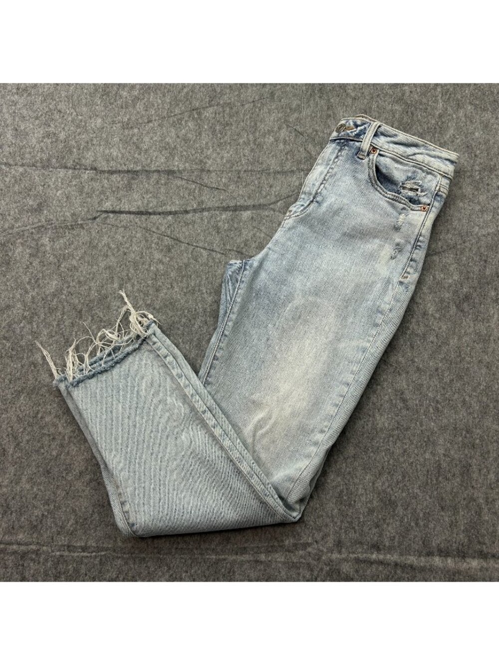 Daze Daily Driver High Rise Skinny Straight Jeans Women's Sz 27 Distressed Denim
